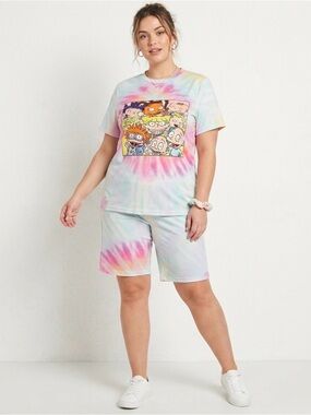 Rugrats Cartoon Made In The 90s Tie Dye Lounge Set T-Shirt & Shorts Coord Medium